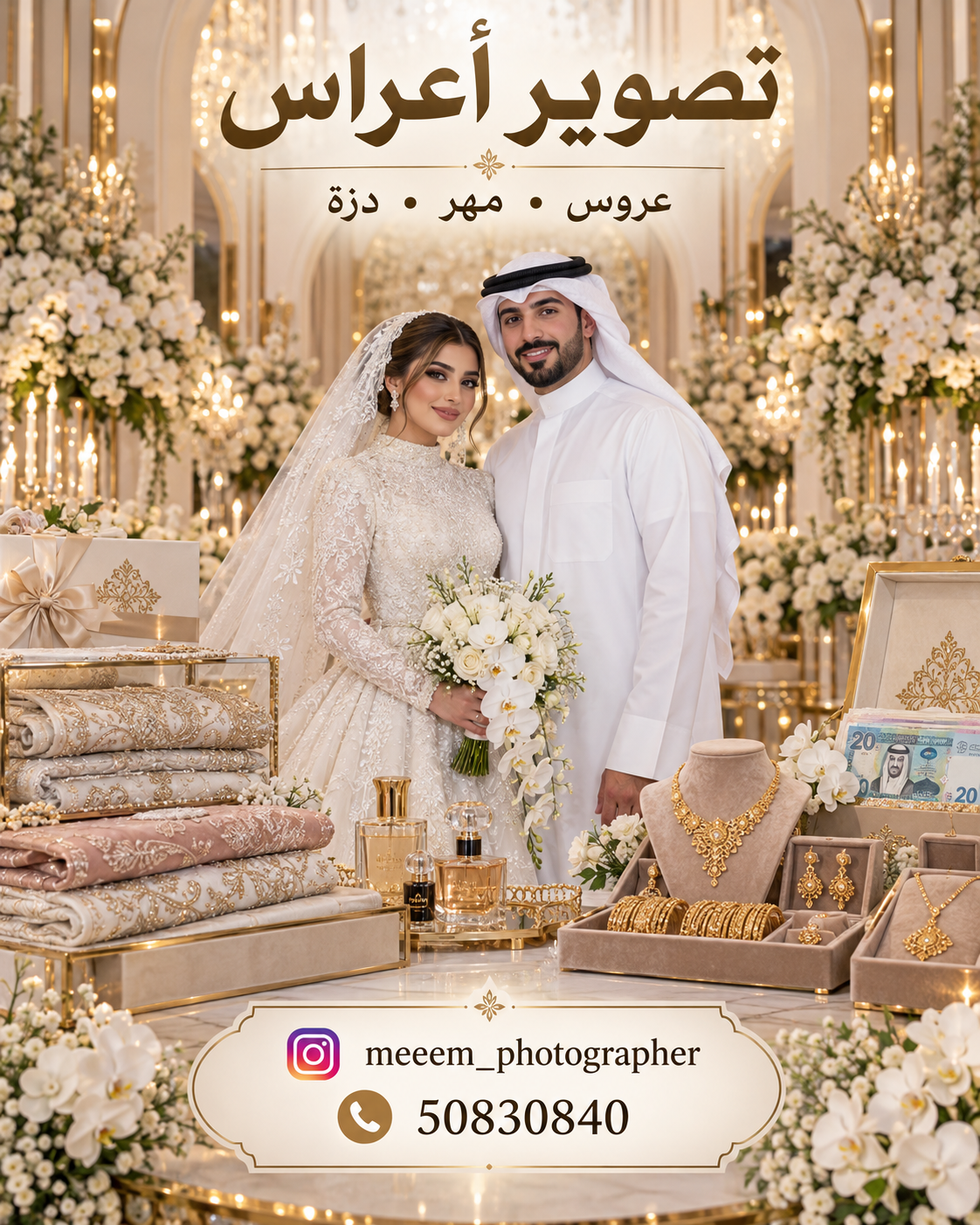 مصورة الكويت | تصوير دزة وعروس وأعراس ومنتجات للمصممات