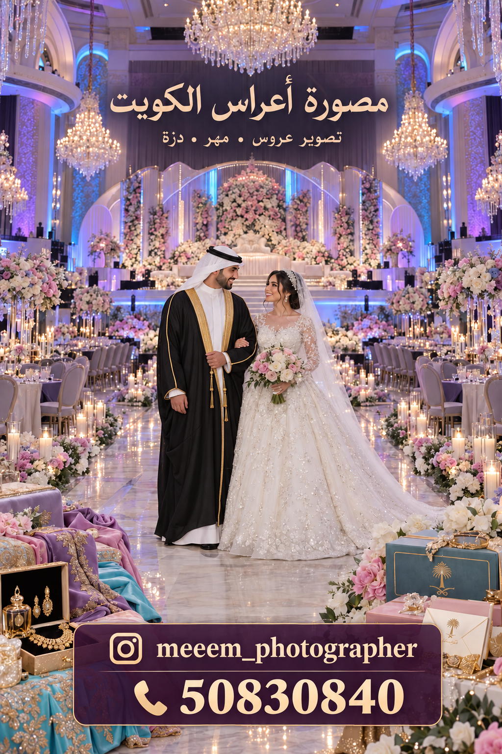 مصورة الكويت | تصوير دزة وعروس وأعراس ومنتجات للمصممات